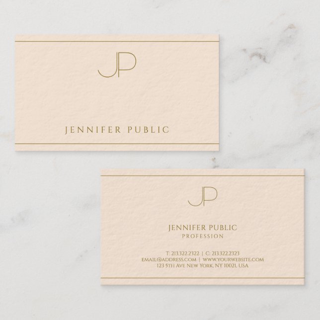 Professional Elegant Monogram Luxury Thick Paper Business Card (Front/Back)