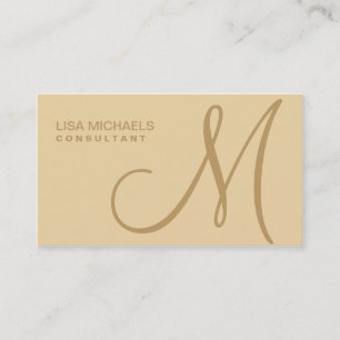 Professional Elegant Monogram Makeup Artist Beige Business Card