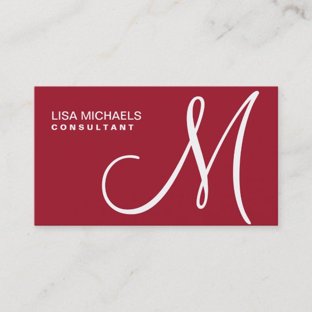 Professional Elegant Monogram Makeup Artist Red Business Card (Front)
