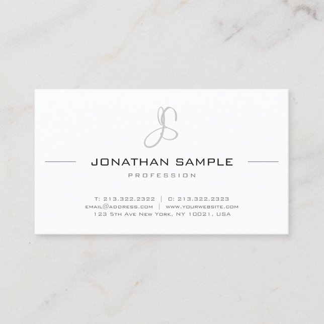 Professional Elegant Monogram Modern Simple Chic Business Card (Front)