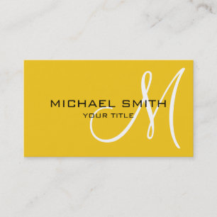 Professional Elegant Monogram Plain Lemon Business Card