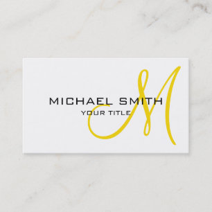 Professional Elegant Monogram Plain White Business Card