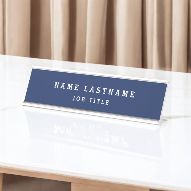 Professional Elegant Navy Blue Desk Name Plate (Creator Uploaded)
