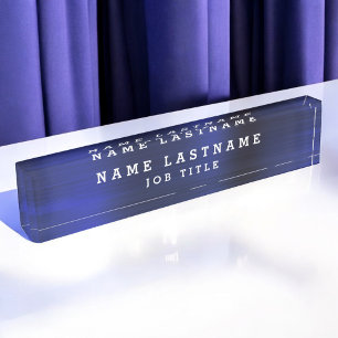 Professional Elegant Navy Blue Desk Nameplate