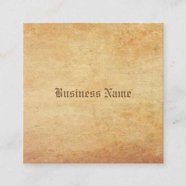 Professional Elegant Nostalgic Old Paper Look Cool Square Business Card (Front)