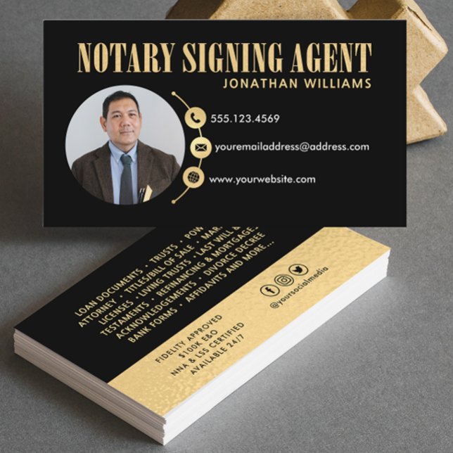 Professional Elegant Notary Signing Agent Photo Business Card (Creator Uploaded)