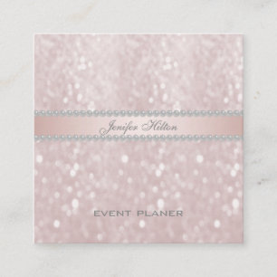 Professional elegant pale pink bokeh pearls square business card