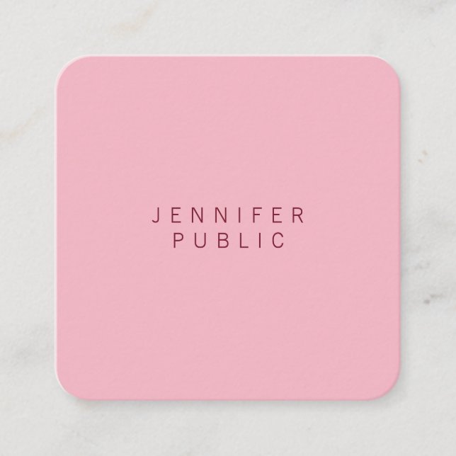 Professional Elegant Pale Pink Minimalist Luxury Square Business Card (Front)