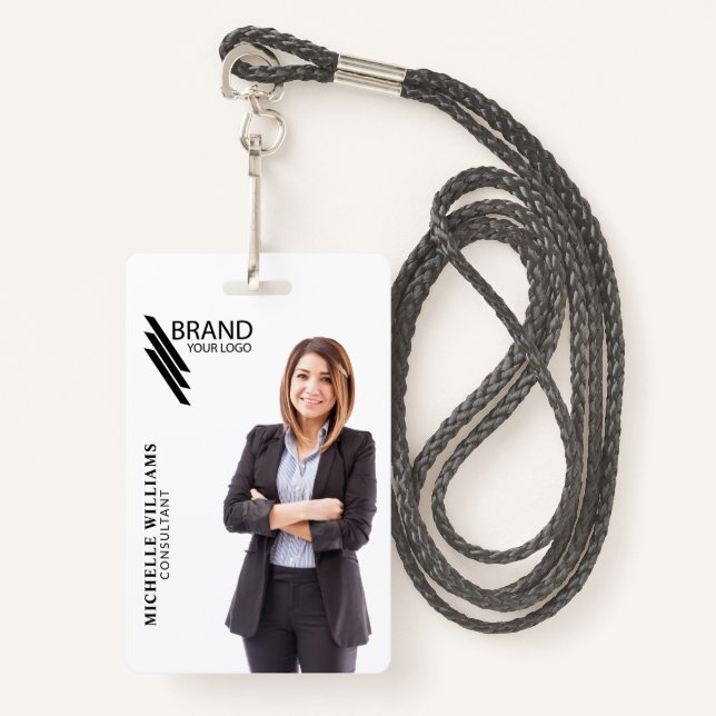 Professional Elegant Photo And Logo  ID Badge (Front with Lanyard)