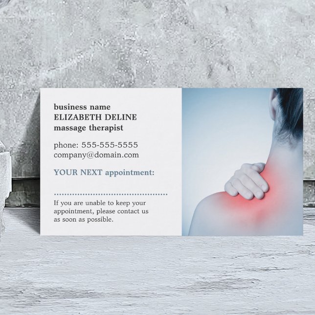 Professional Elegant Photo Massage AppointmentCard Appointment Card (Creator Uploaded)