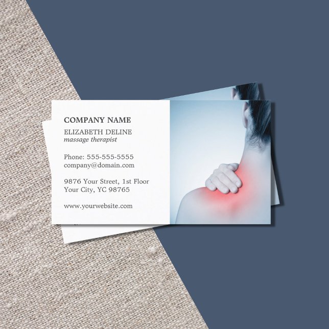 Professional Elegant Photo Massage Therapist Business Card (Creator Uploaded)