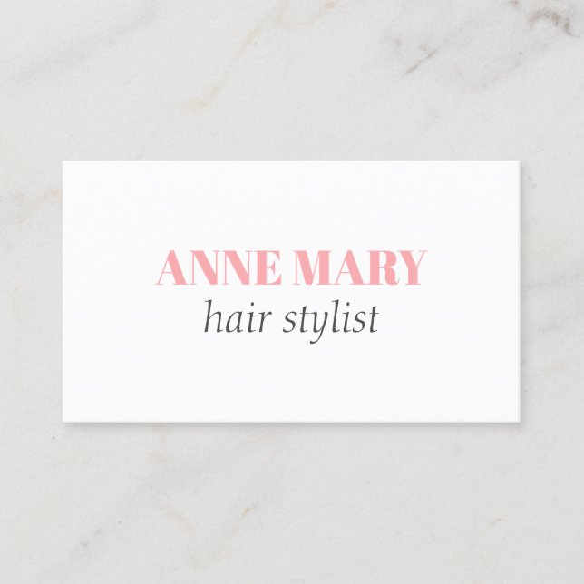 Professional Elegant Pink Grey Hairstylist Salon  Business Card (Front)