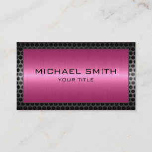 Professional Elegant Pink Metal Border Business Card