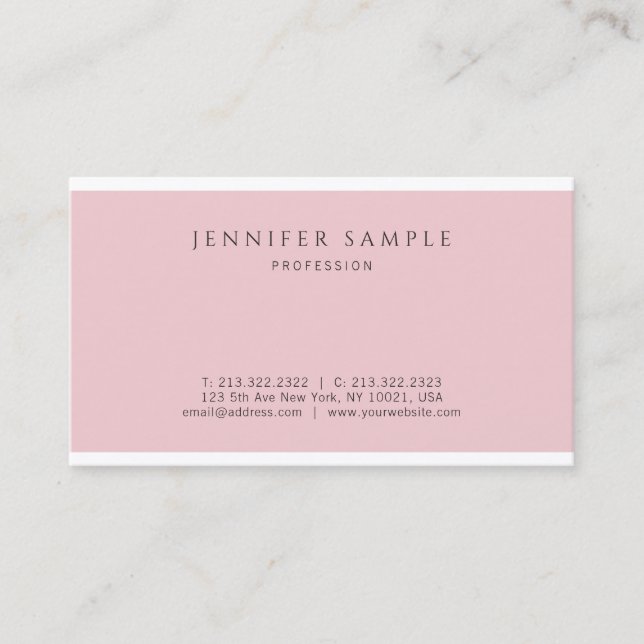Professional Elegant Pink Modern Simple Design Business Card (Front)