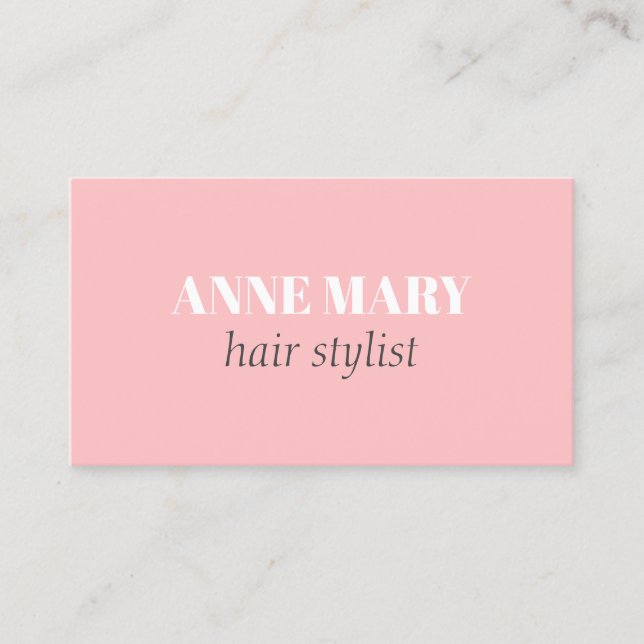 Professional Elegant Pink White Hairstylist Salon  Business Card (Front)