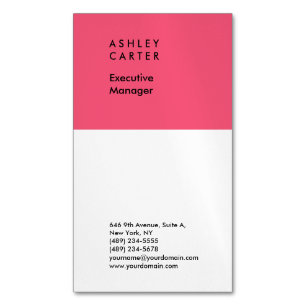 Professional elegant pink white plain minimalist 	Magnetic business card