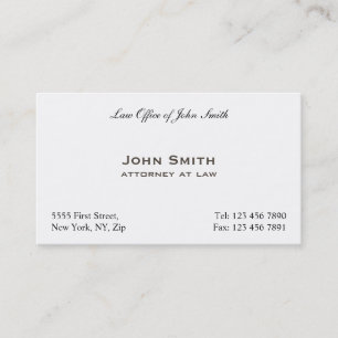 Professional Elegant Plain Attorney Law Office Business Card
