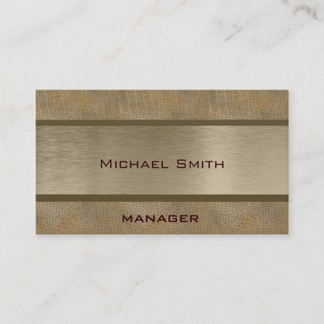 Professional elegant plain leather look business card (Front)
