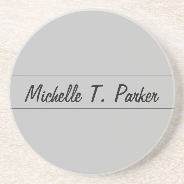 Professional elegant plain minimalist calligraphy coaster (Front)