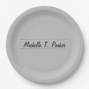 Professional elegant plain minimalist calligraphy paper plate