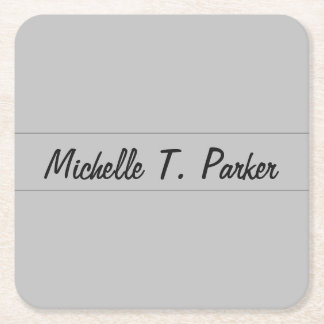 Professional elegant plain minimalist calligraphy square paper coaster