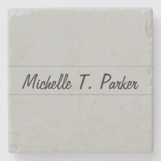 Professional elegant plain minimalist calligraphy stone coaster