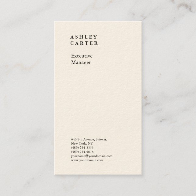 Professional elegant plain minimalist modern cream business card (Front)