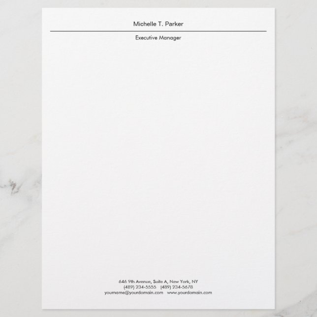 Professional elegant plain minimalist modern custom letterhead (Front)
