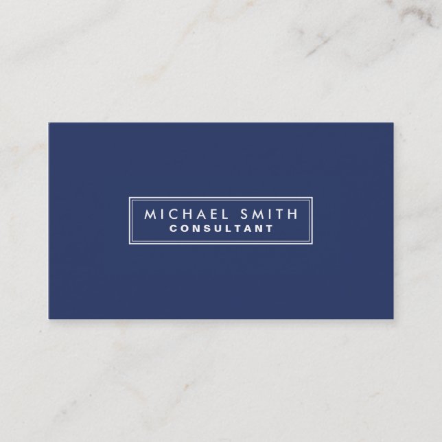 Professional Elegant Plain Simple Modern Blue Business Card (Front)