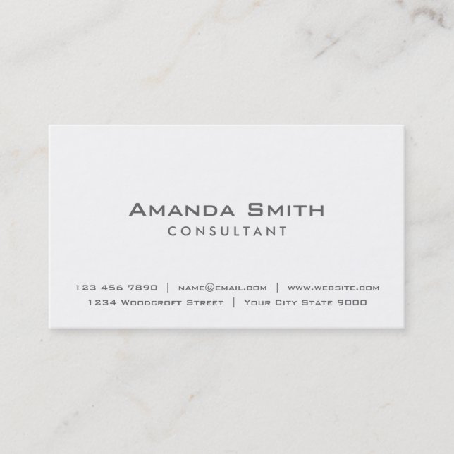 Professional Elegant Plain White Makeup Artist Business Card (Front)