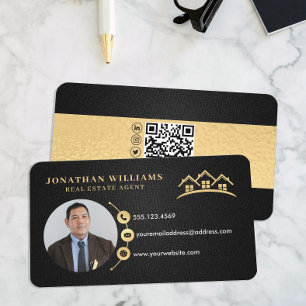 Professional Elegant Real Estate Agent Photo Business Card