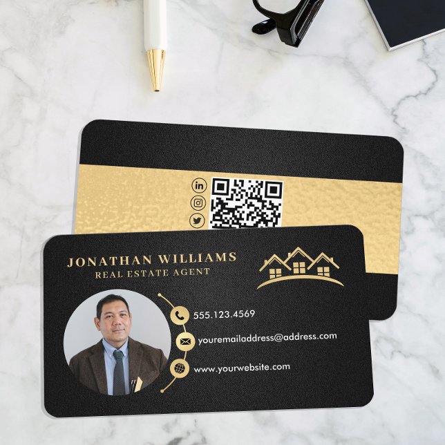 Professional Elegant Real Estate Agent Photo Business Card (Creator Uploaded)