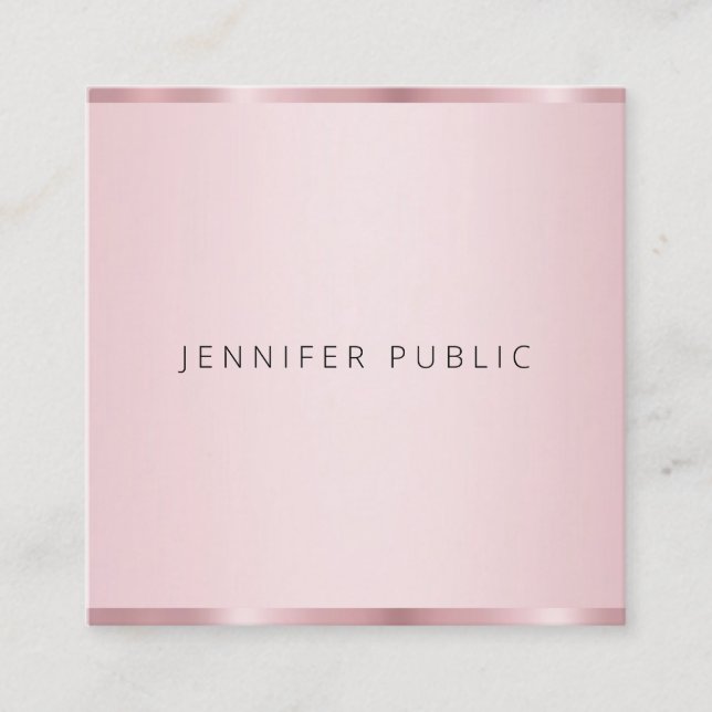 Professional Elegant Rose Gold Colour Template Square Business Card (Front)
