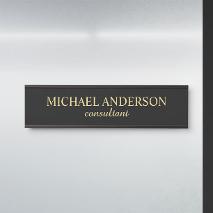 Professional Elegant Script Black and Gold Door Sign