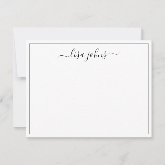 Professional Elegant Script Name Thin Border  Card (Front)