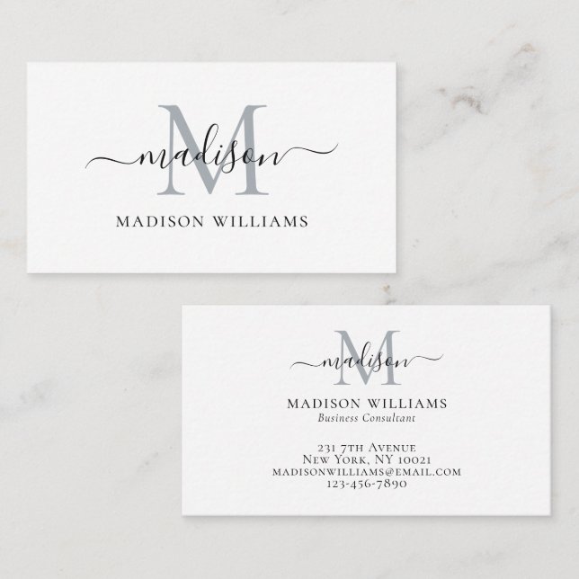 Professional Elegant Signature Monogram Script Business Card (Front/Back)
