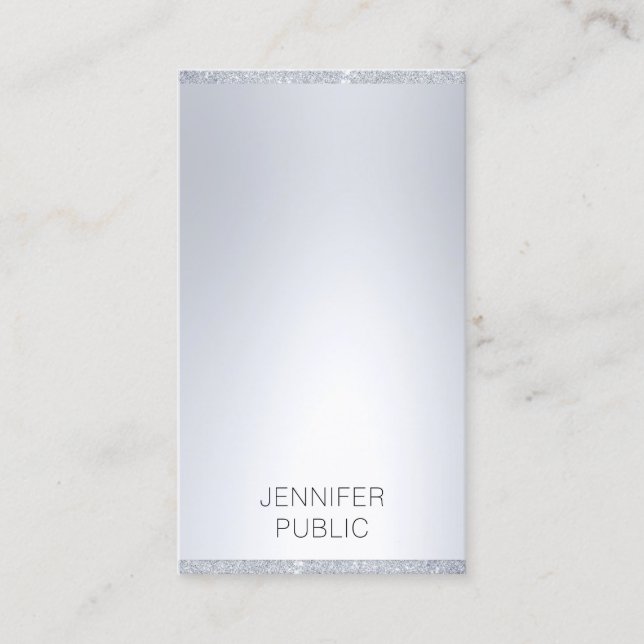 Professional Elegant Silver Glitter Modern Simple Business Card (Front)