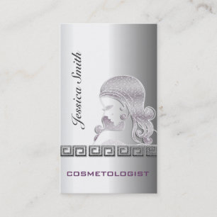 Professional elegant silver glittery silhouette business card