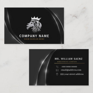  Professional Elegant Silver Lion Logo  Business Card