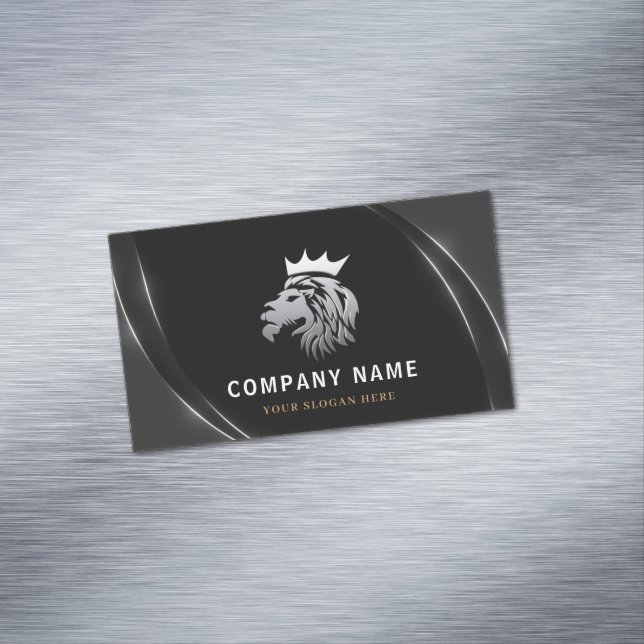  Professional Elegant Silver Lion Logo  Magnetic Business Card (In Situ)