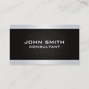 Professional Elegant Silver Modern Plain Black Business Card