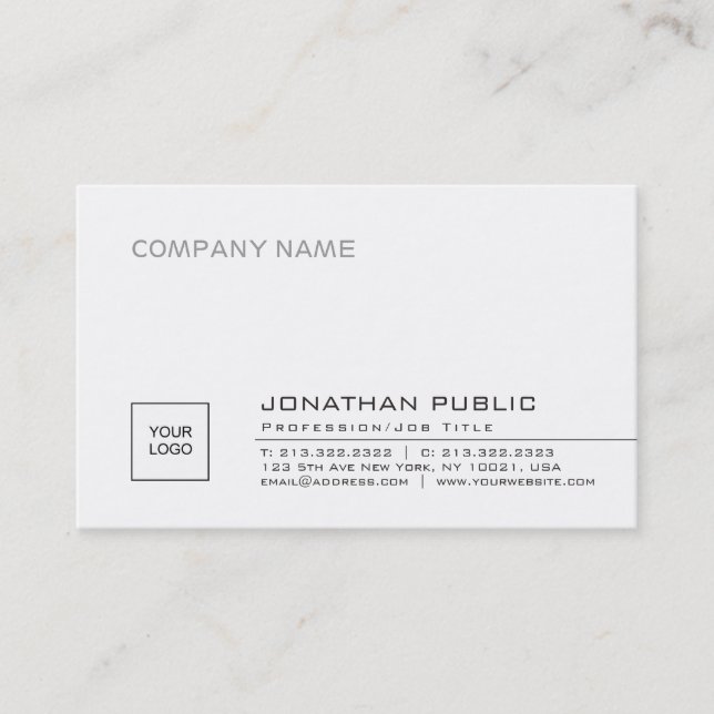 Professional Elegant Simple Company Logo Plain Business Card (Front)