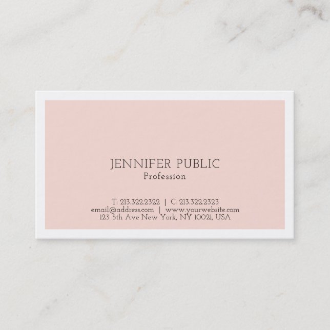 Professional Elegant Simple Design Blush Pink Business Card (Front)