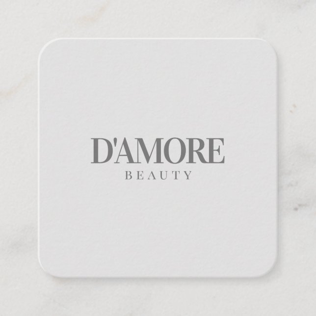 Professional Elegant Simple Minimal Grey and White Square Business Card (Front)