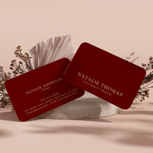 Professional Elegant Simple Minimalist Maroon Gold Business Card