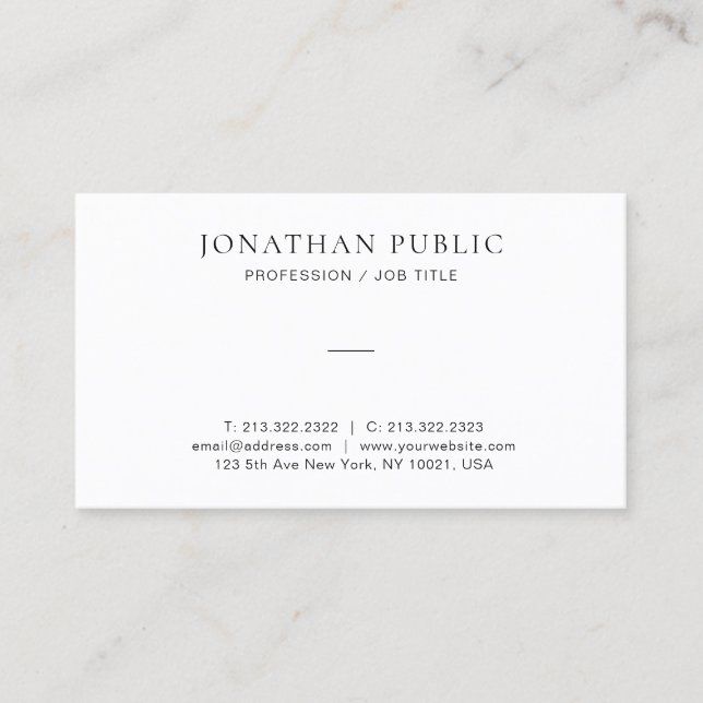 Professional Elegant Simple Modern Minimalist Business Card (Front)