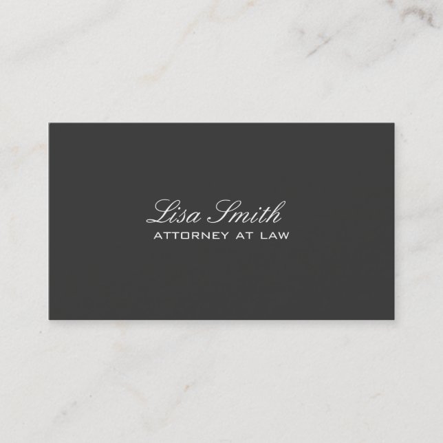 Professional Elegant Simple Plain Attorney Black Business Card (Front)