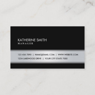 Professional Elegant Simple Plain Black and Silver Business Card