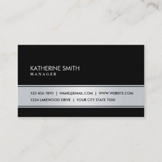 Professional Elegant Simple Plain Black and Silver Business Card