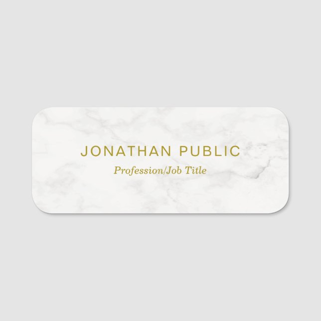 Professional Elegant Simple Template Gold Text Name Tag (Front)